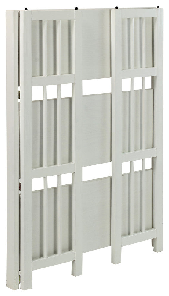 3 Shelf Folding Bookcase, White, Large, 3 Shelf