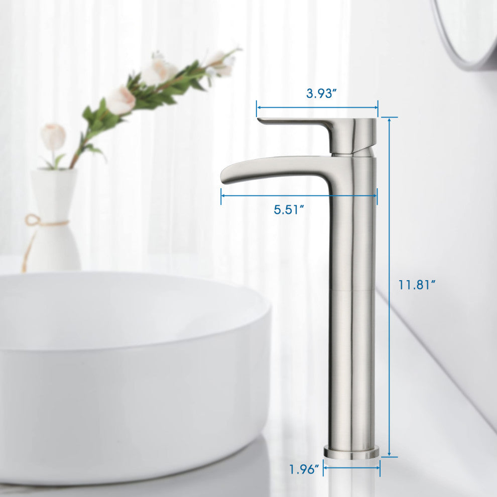 Single Hole Bathroom Faucet With Drain Assembly, Brushed Nickel