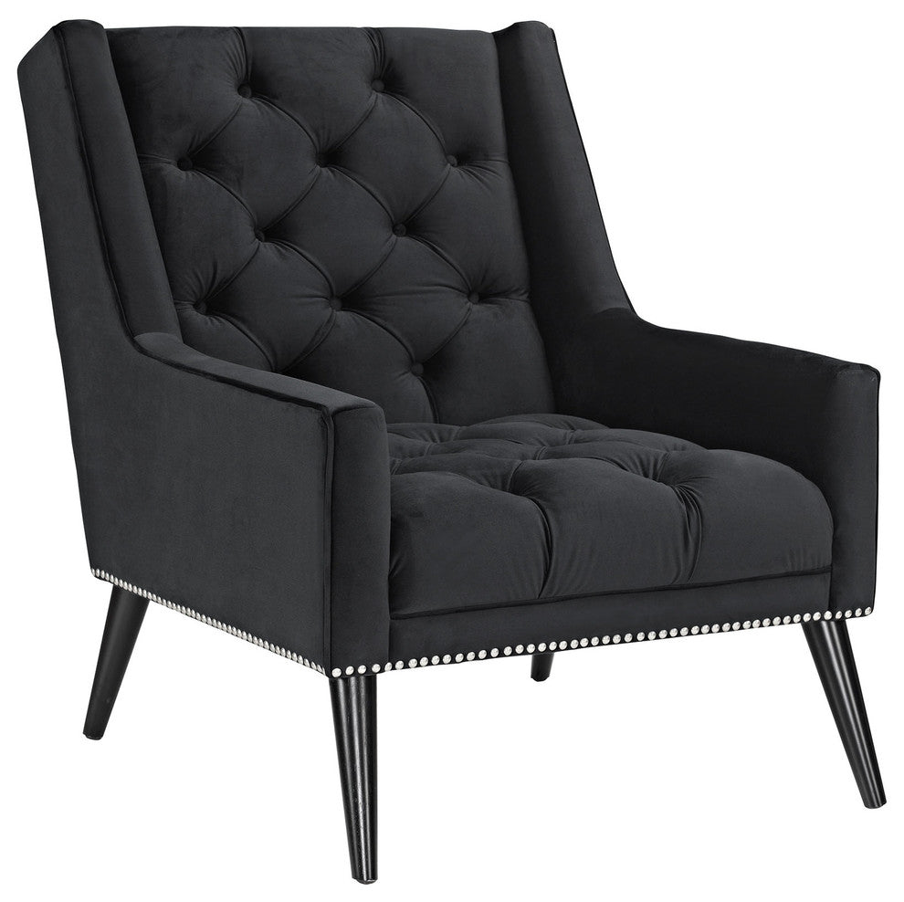 Modern Black Peruse Velvet Armchair