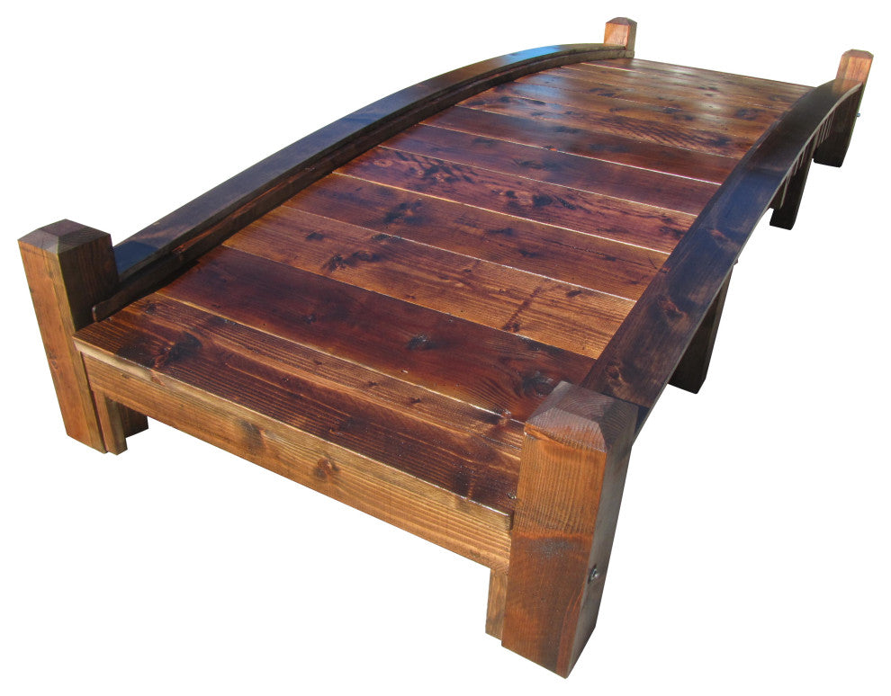 12 ft Commercial Grade Wood Garden Bridge With Low Rails