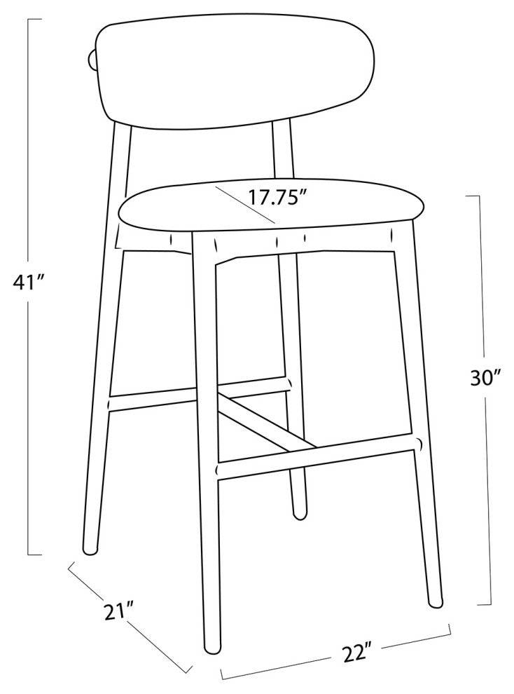 Ethan Leather Bar Stool, Black