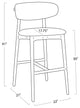 Ethan Leather Bar Stool, Black
