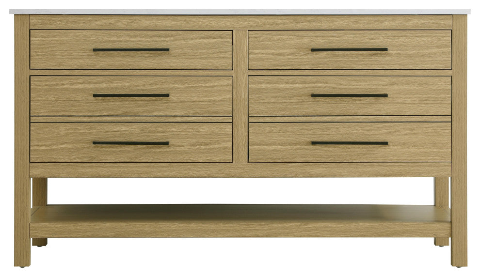 Home Living 54" Double Bathroom Vanity, Honey Brown