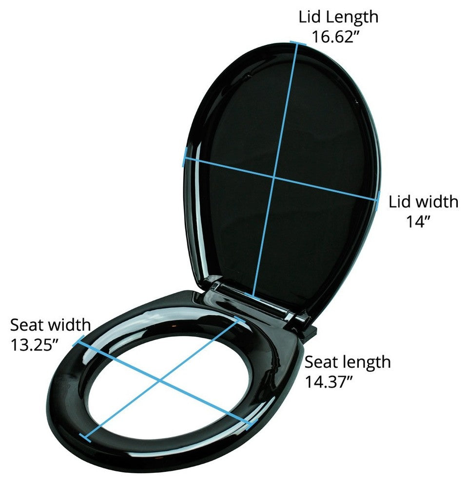 Slow Easy Close Toilet Seat No Slam Plastic Black Round Toilet Seat Lid