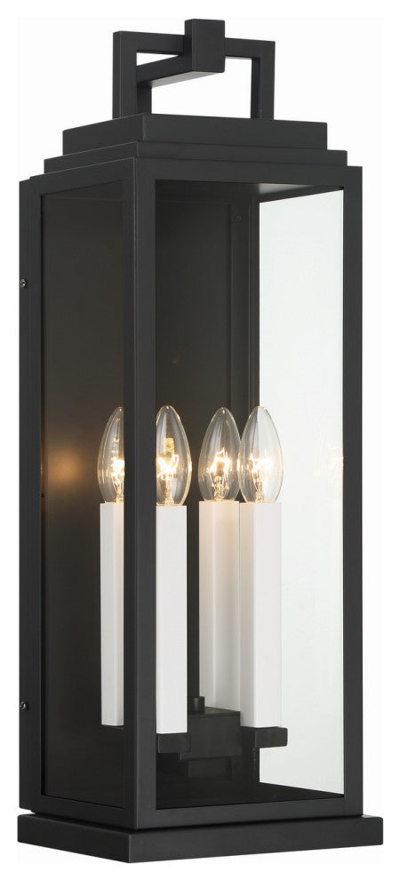 Aspen Four Light Outdoor Wall Sconce, Matte Black