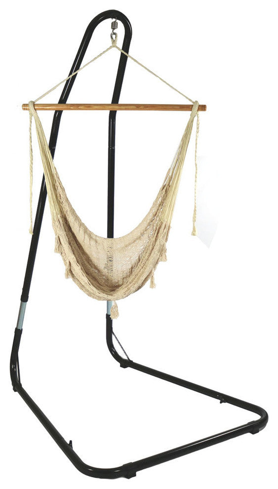 Sunnydaze Large Natural Mayan Hammock Chair with Portable Adjustable Stand