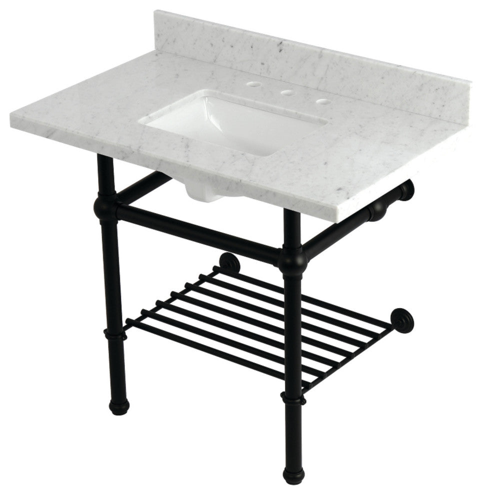 KVPB3630MBSQB0 36" Console Sink with Brass Legs (8-Inch, 3 Hole)