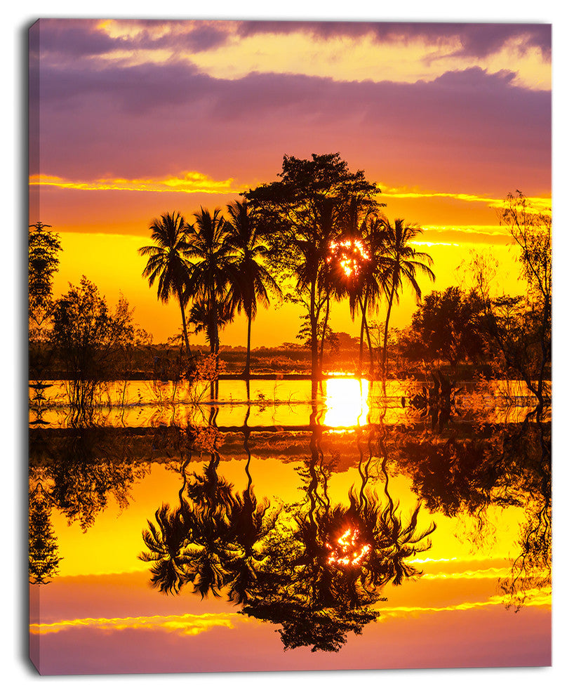 Trees Mirrored in Flooded Waters, Landscape Wall Art on Canvas, 30"x40"