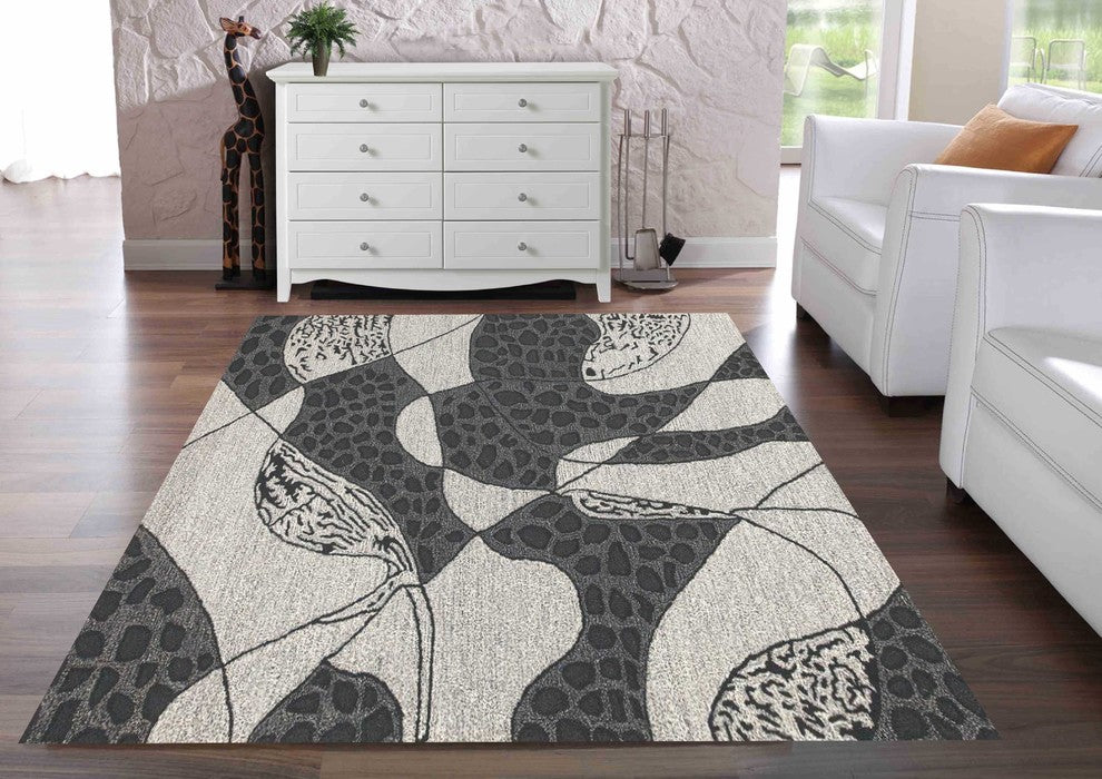 Riddle Rug, Black White, 7''10"x9''10"
