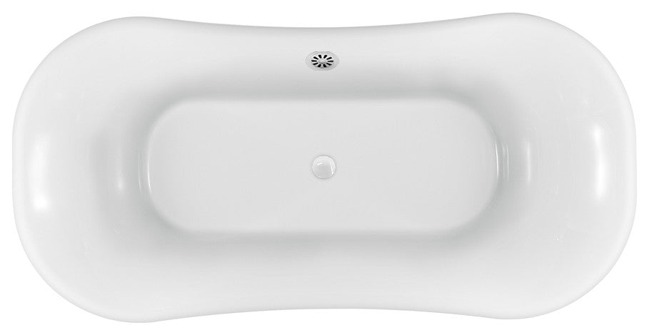 68" Streamline N861BL-WH Clawfoot Tub and Tray With External Drain