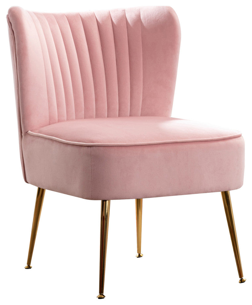 WestinTrends 22" Tufted Velvet Accent Chair for Dining, Living Room, Bedroom, Pink