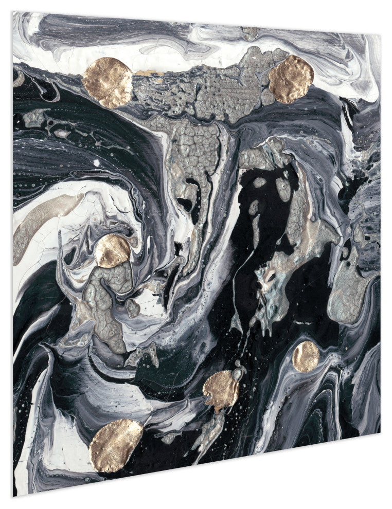Black White Abstract Wall Art Printed on Frameless Free Floating Tempered Glass