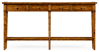 Country Walnut Four Drawer Console