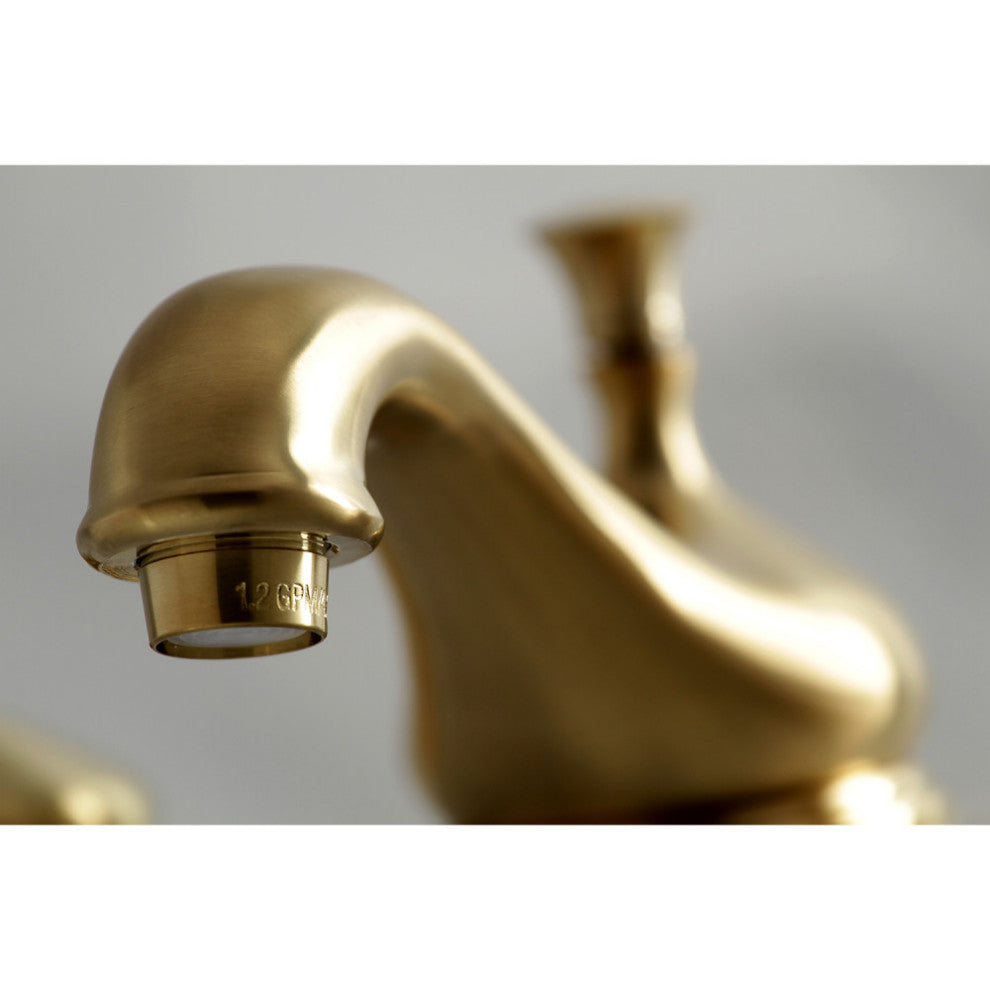Kingston Brass Widespread Bathroom Faucet With Brass Pop-Up, Brushed Brass