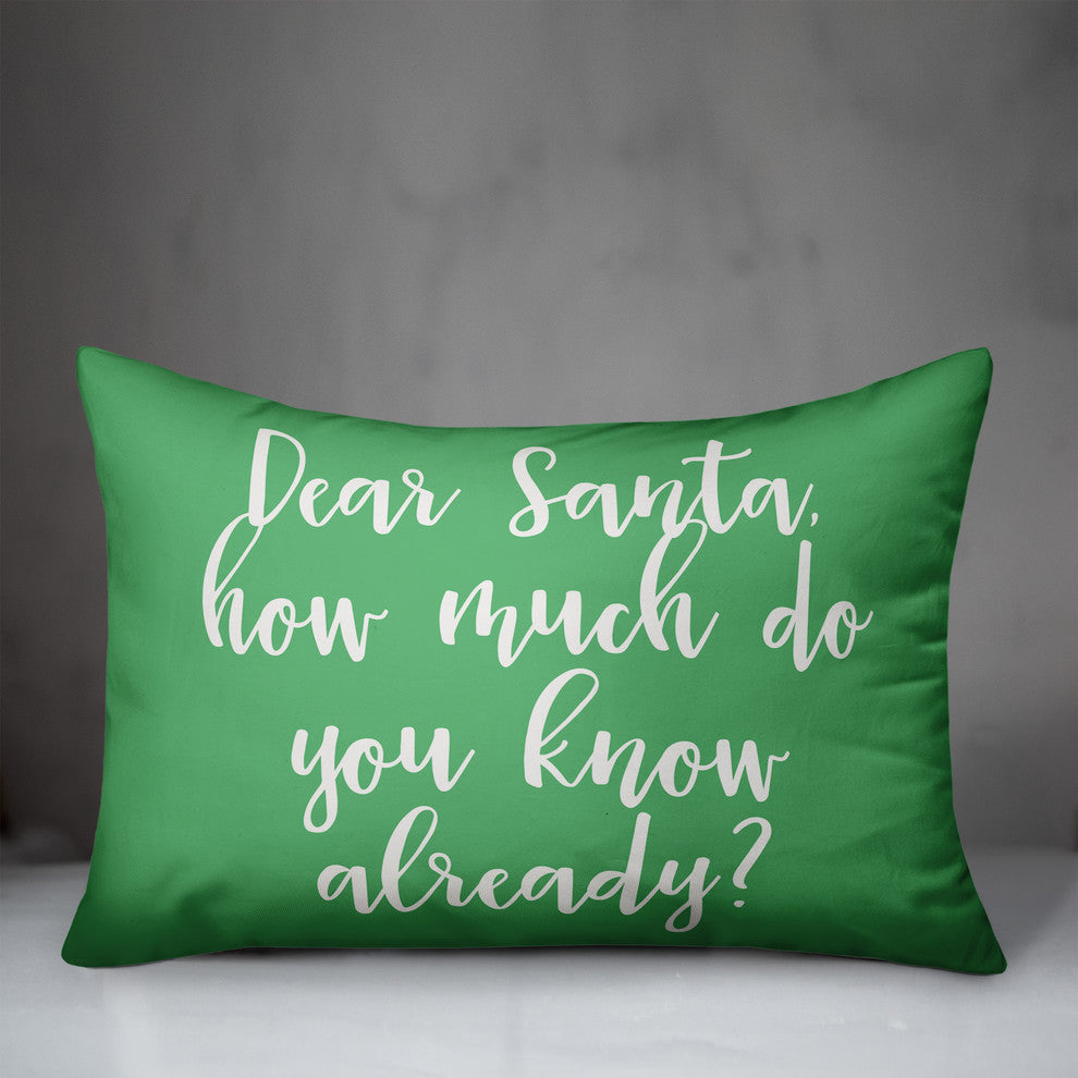 Dear Santa, Light Green 14x20 Lumbar Pillow