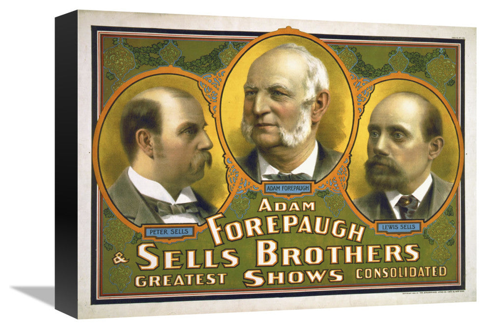 "Adam Forepaugh & Sells Brothers  4" Canvas Giclee, 16"x12"