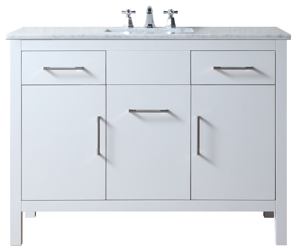 Stufurhome Atreus 48" White Single Sink Bathroom Vanity