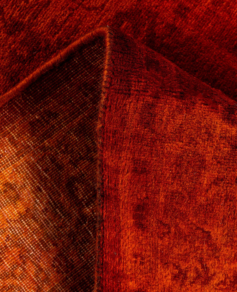 Overdyed One-of-a-Kind Hand-Knotted Area Rug Orange, 2' 7" x 10' 1"