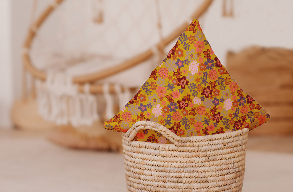 Succulent Garden Accent Pillow With Removable Insert, Mustard, 26"x26"