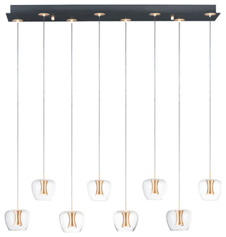 ET2 E24165-18 Newton 8 Light 39"W LED Pendant - Black / Gold