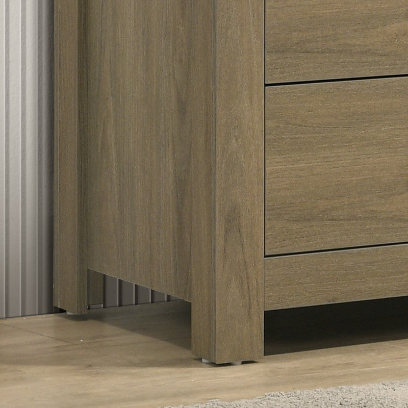 Finn Coffee Gray Oak Finish Dresser With 6 Drawers and Black Handles
