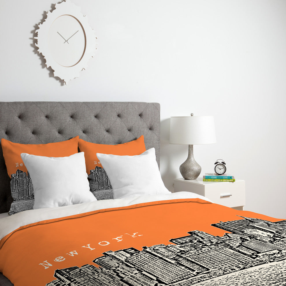 Deny Designs Bird Ave New York Orange Duvet Cover - Lightweight