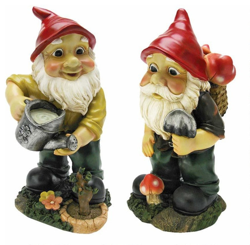 Gulliver and Mushroonie Garden Gnome Statues - Set of 2
