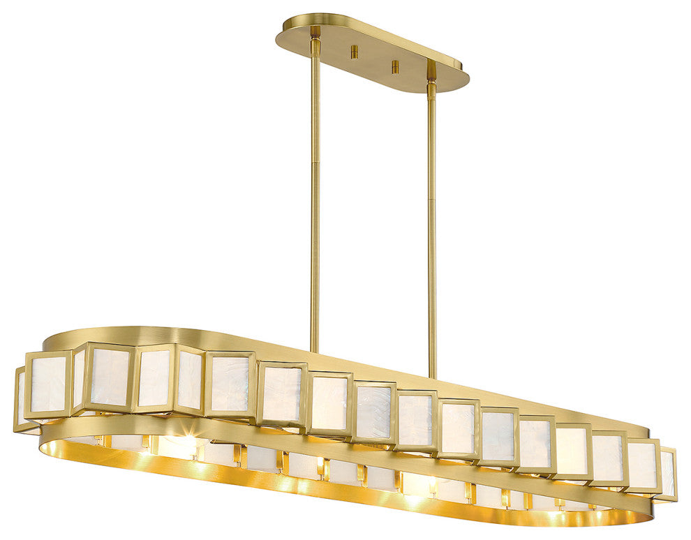 Gideon 8-Light Linear Chandelier, Warm Brass