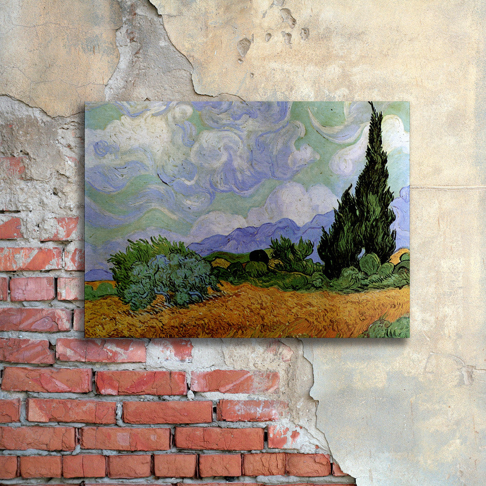 Vincent van Gogh ''Wheatfield'' Floating Brushed Aluminum Art, 22x16