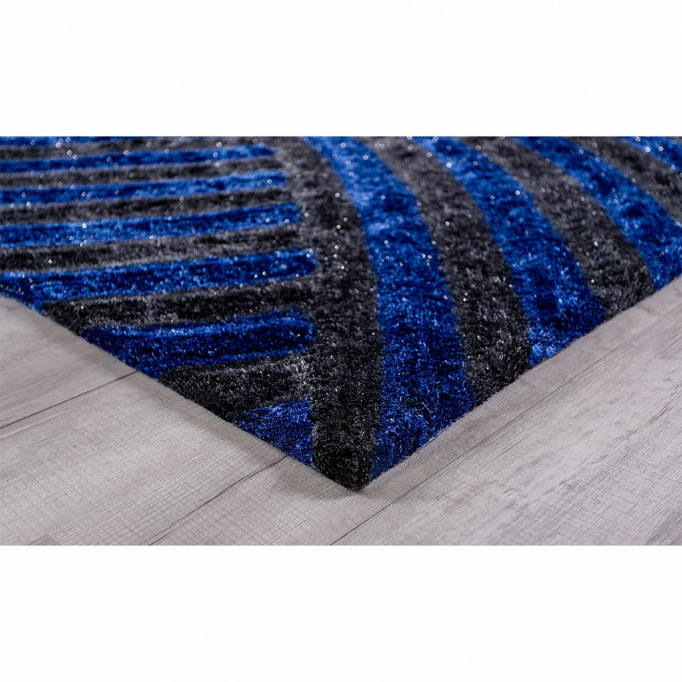 8 x 10 Blue and Gray Geometric Illusion Area Rug