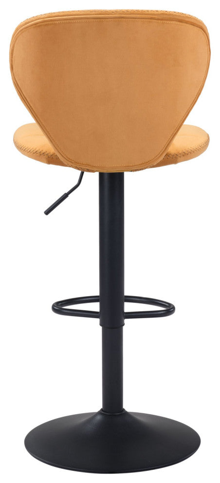 Bar Stool Chair Barstool, Steel Metal, Fabric, Yellow, Black, Cafe Bistro