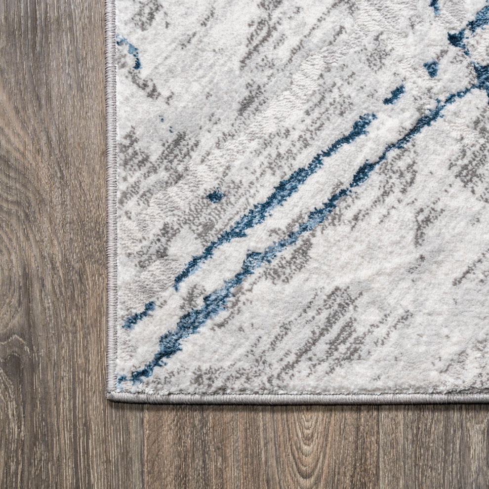 Slant Modern Abstract Area Rug, Gray/Blue, 3 X 5