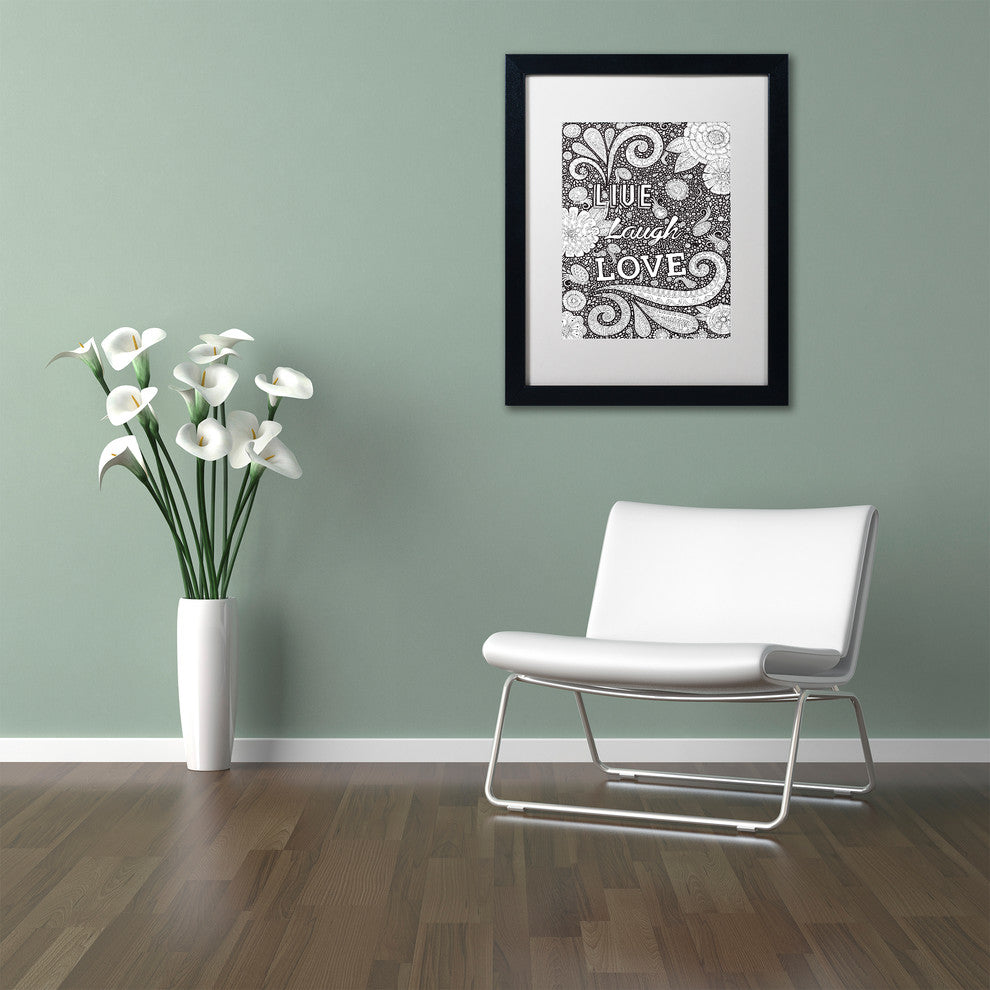 Hello Angel ''Live Laugh Love Black'' Art, Black Frame, White Mat, 20x16