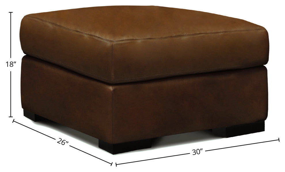 Vancouver 30" Wide Upholstered Ottoman, Portofino Cinnamon