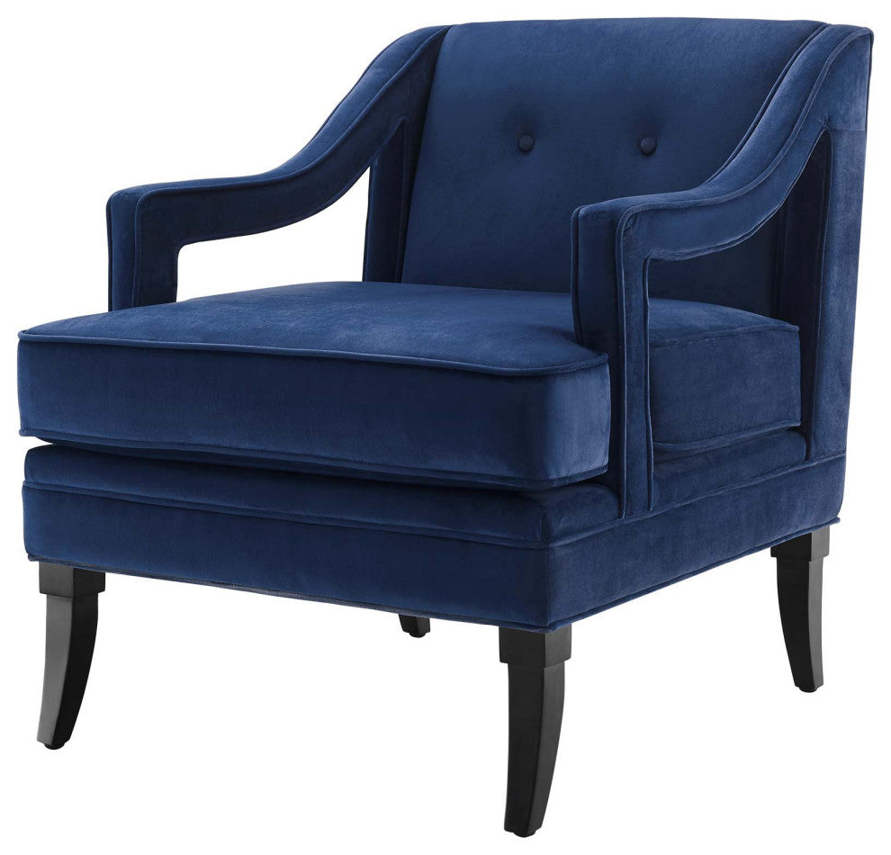 Armchair and Sofa Set, Set of 2, Velvet, Blue Navy, Modern, Lounge Hospitality