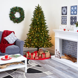 6.5' Vermont Spruce Faux Xmas Tree W/ Multifunction Lights & Bendable Branches