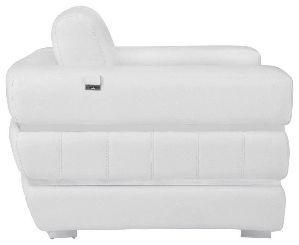 Winter White Stripe Top Grade Italian Leather Chair