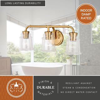 Vaxcel Toledo 3-Light Vanity, Natural Brass