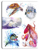 Amazing Undersea Life Collage, Contemporary Animal Art Canvas, 28"x60"