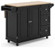Homestyles Mobile Kitchen Island Cart with Wood Drop Leaf Breakfast Bar in Black