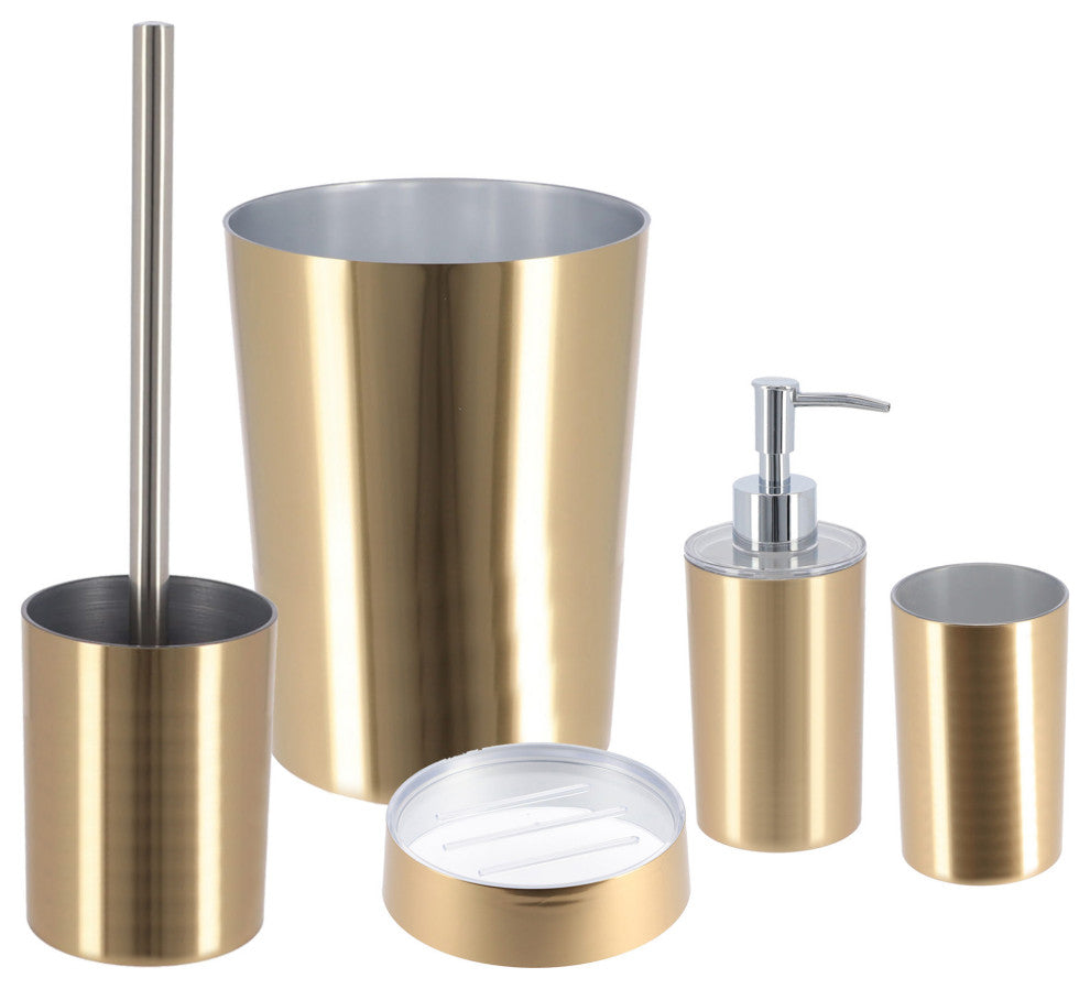 Gold Toilet Brush and Holder Set GOLDEN Brushed Aluminum