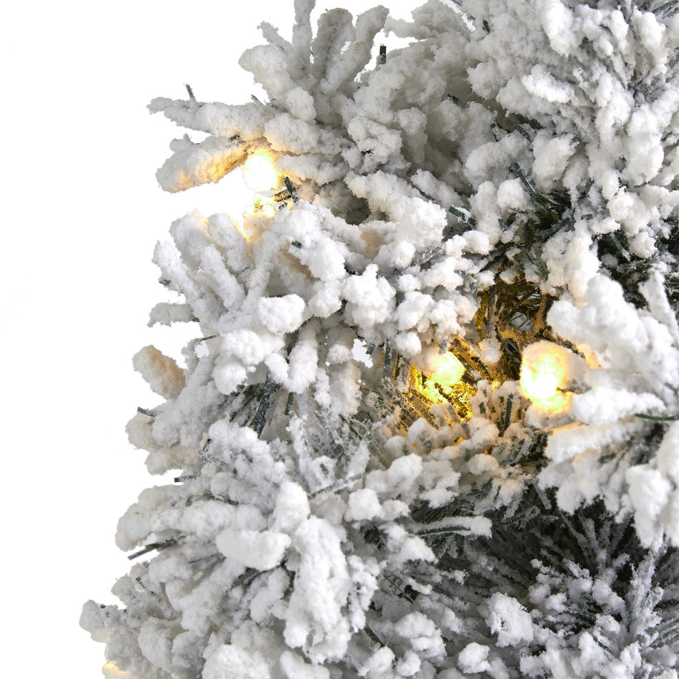 2' Flocked Artificial Christmas Tree With 30 Clear LED Lights