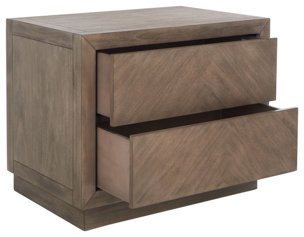 Safavieh Couture Steve 2 Drawer Wood Nightstand, Light Brown