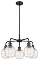 Belfast 5-Light 24" Stem Chandelier, Matte Black, Deco Swirl