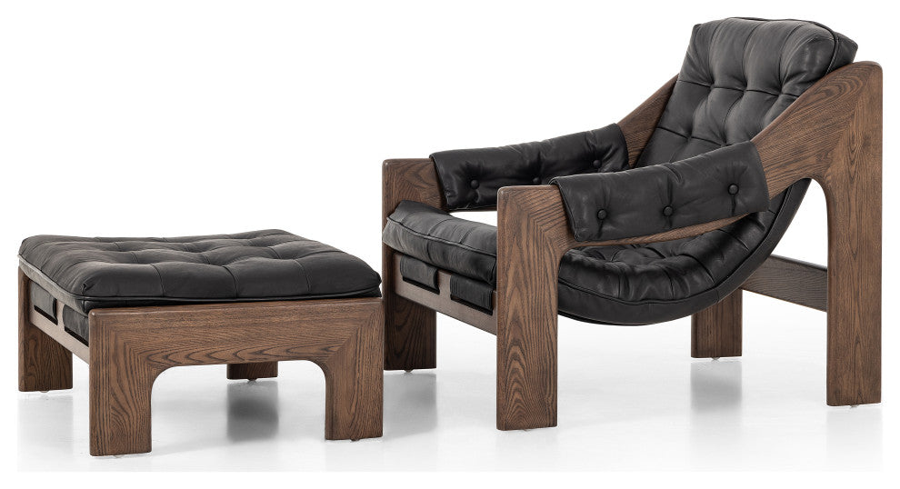 Halston Chair WithOttoman-Heirloom Black
