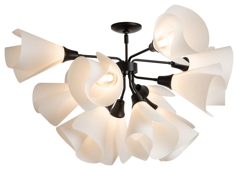 Mobius 12-Light Semi-Flush, Black Finish, Spun Frost Shade