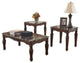 Benzara BM190135 Wooden Table With Turned Legs & Faux Marble Top, 3-Piece Set