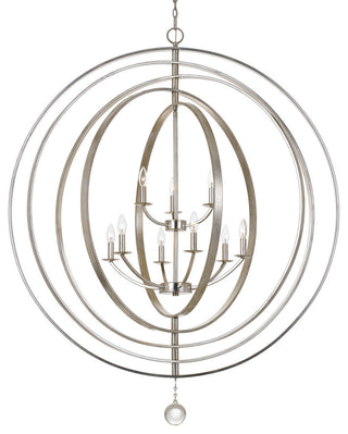 Luna 9 Light Antique Silver Chandelier