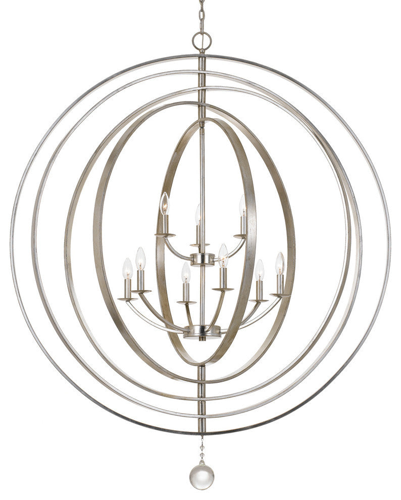 Luna 9 Light Antique Silver Chandelier