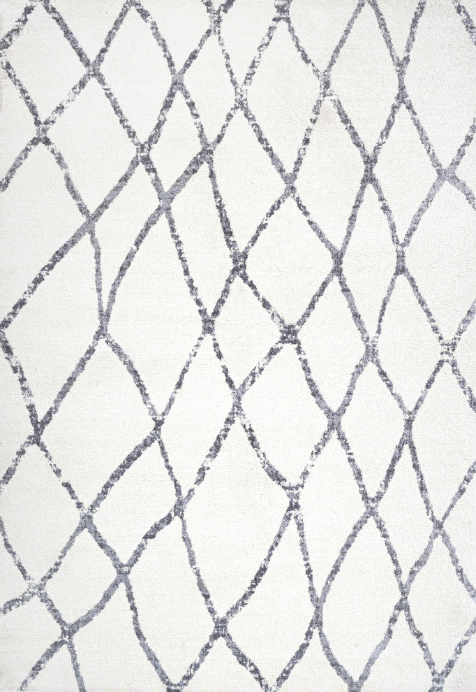 Illi Moroccan Diamond Trellis Ivory/Gray 4'x6' Area Rug